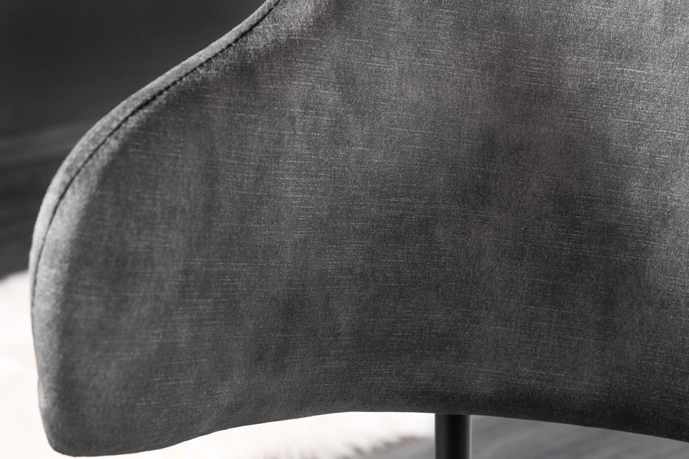 Design Stuhl VOGUE grau Samt schwarze Metallbeine