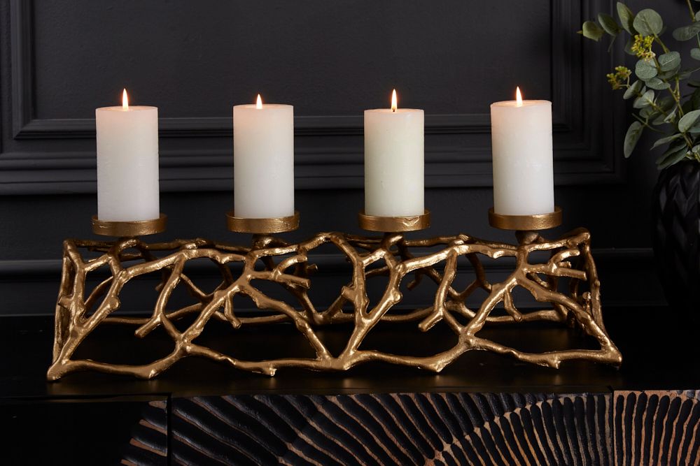 Eleganter Kerzenhalter ABSTRACT 60cm gold für 4 Kerzen