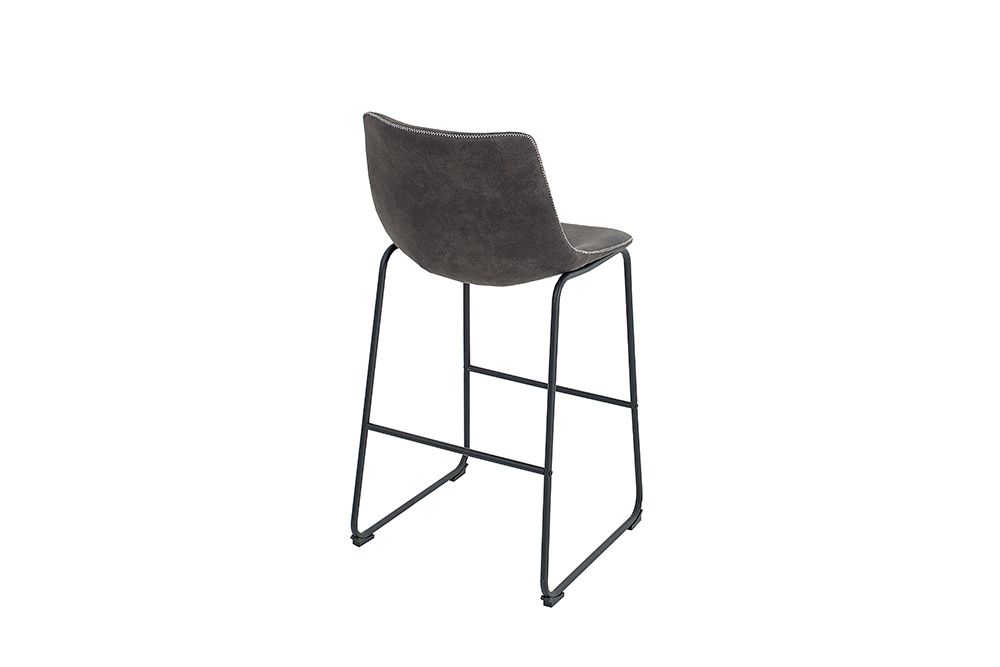 Design Barhocker DJANGO vintage grau Microfaser mit Lehne Eisengestell schwarz