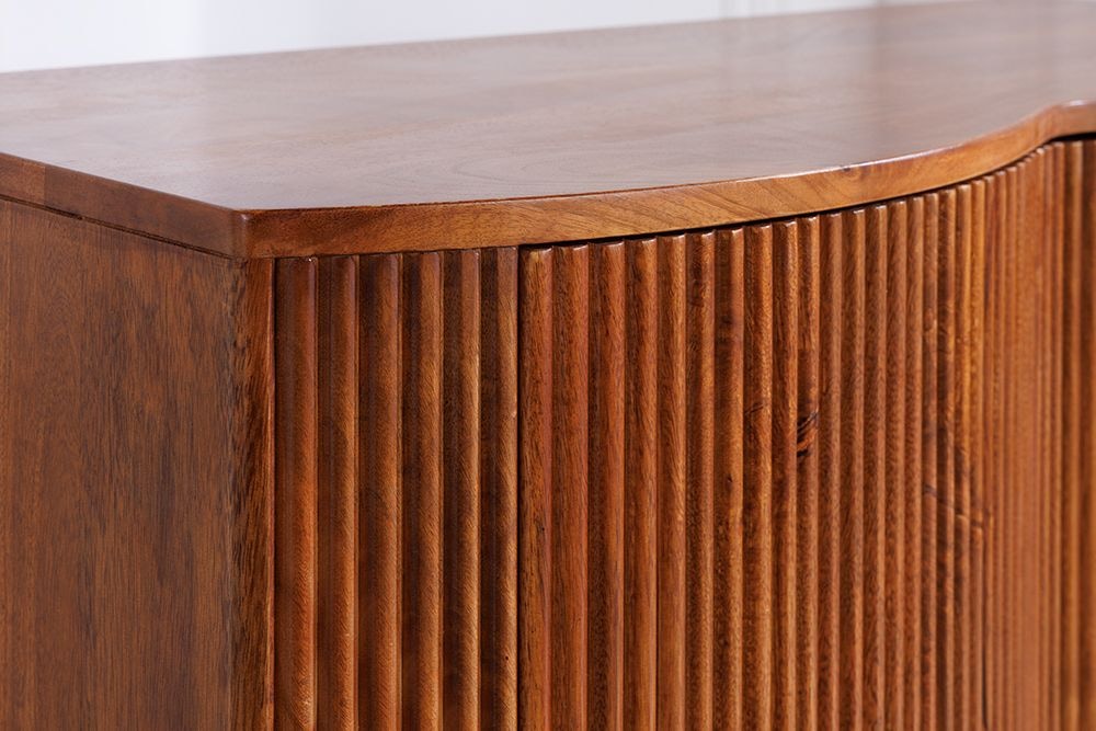 Massives Highboard GRANDEUR 120cm braun Mangoholz schwarz Metall