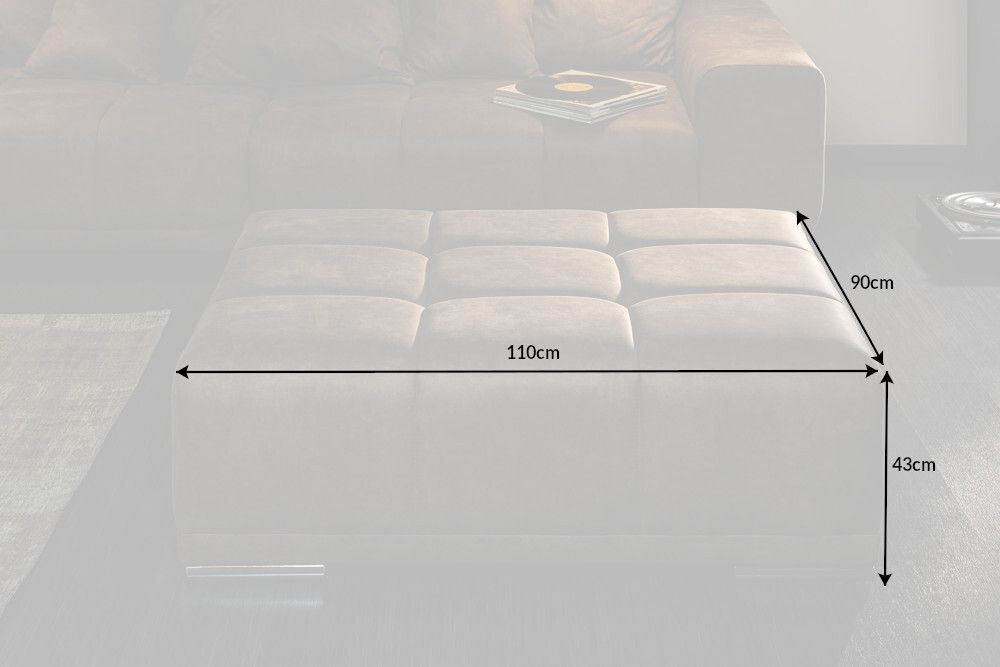 Extravaganter Hocker ELEGANCIA 110cm taupe mit Ziersteppung