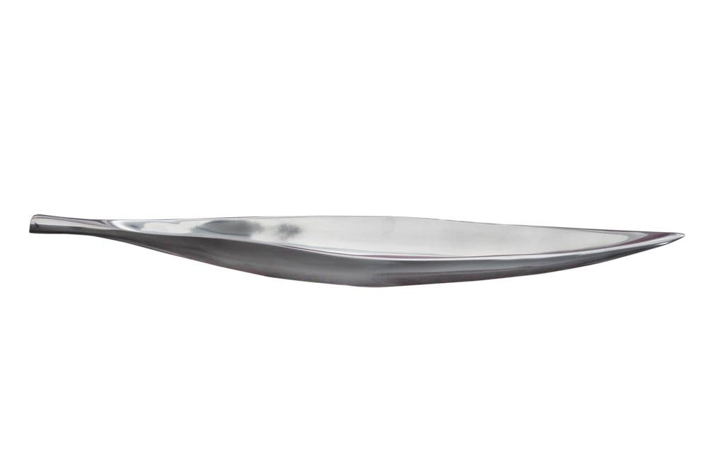 Handgearbeitete Deko Schale SILVER LEAF 60cm silber Aluminium