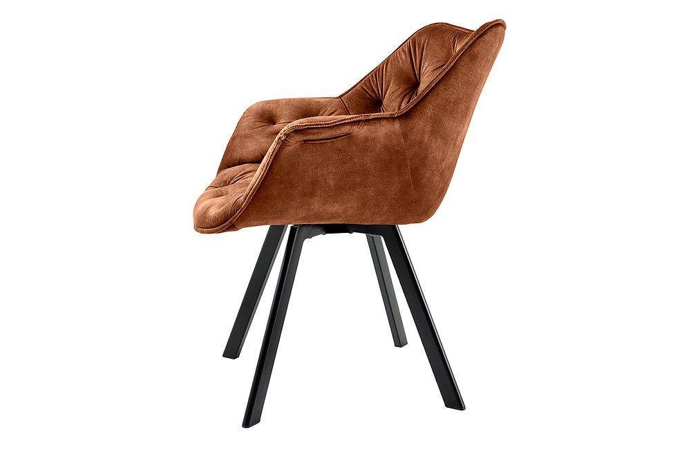 Drehbarer Stuhl THE DUTCH COMFORT rost braun Samt mit Armlehnen Modern Design