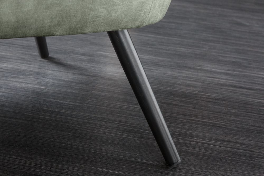 Design XL Sessel AMSTERDAM grün Samt schwarze Metallbeine Retro Stil