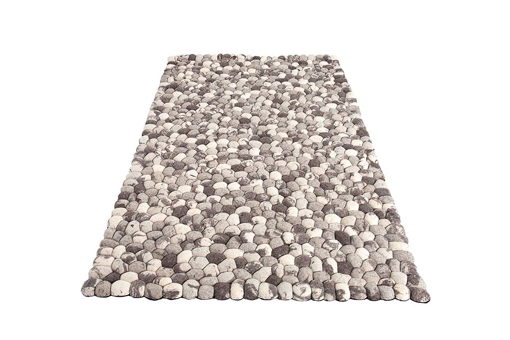 Handgewebter Schurwolle-Teppich ORGANIC LIVING 200x120cm grau Filz Steinoptik