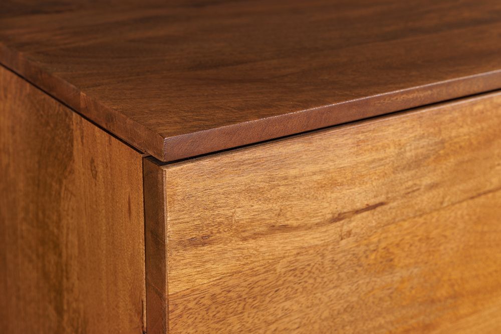 Massives Highboard GRAND 120cm braun Mangoholz mit LED-Beleuchtung