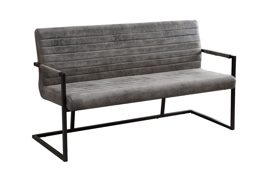 Industrial Freischwinger Bank LOFT 160cm vintage grau mit Armlehne
