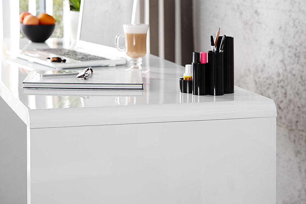 Design Schreibtisch FAST TRADE 140cm weiß Hochglanz Bürotisch
