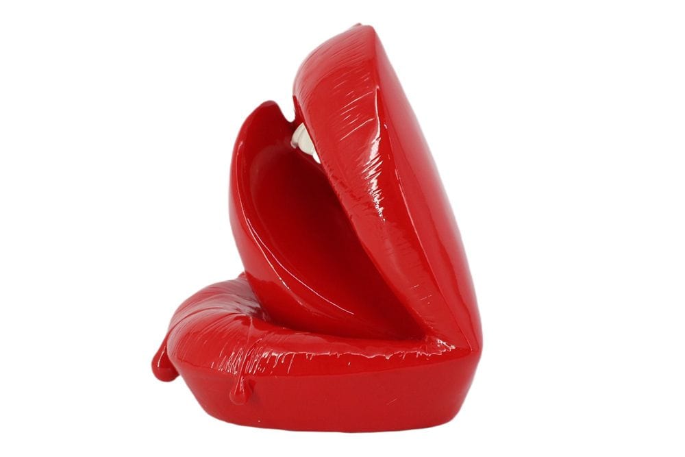 Deko-Figur LIP 25cm rot weiß Hochglanz handmade Pop-Art