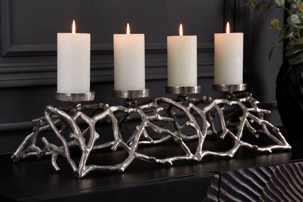 Eleganter Kerzenhalter ABSTRACT 60cm silber für 4 Kerzen