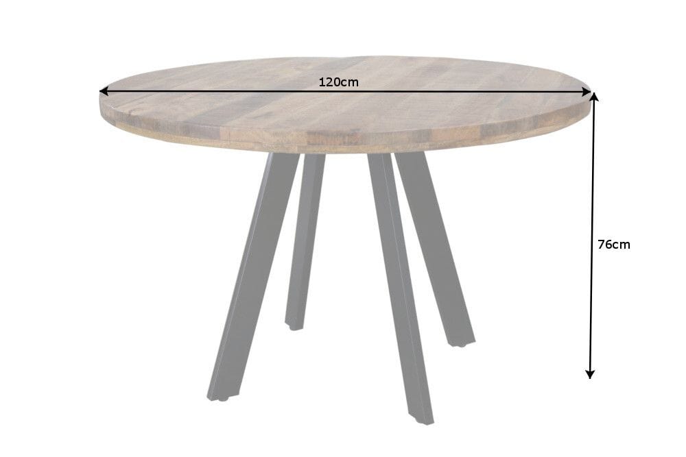 Massiver Esstisch IRON CRAFT 120cm rund natur Mangoholz