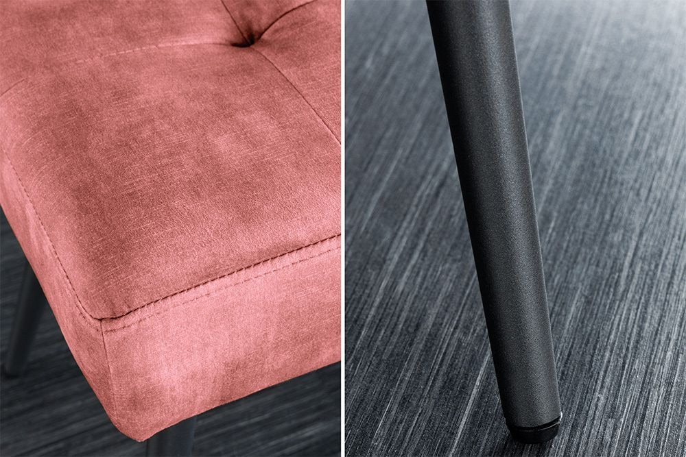 Design Sitzbank BOUTIQUE 100cm altrosa Samt schwarze Metallbeine Polsterbank
