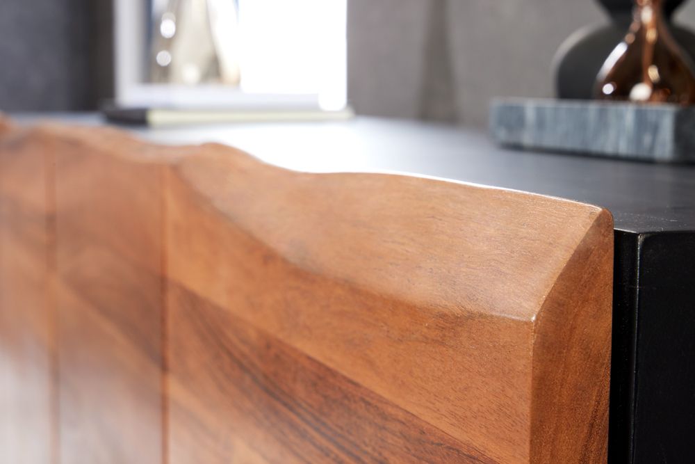 Industrial Design Sideboard ORGANIC ARTWORK 180cm Akazie Massivholz Eisengestell