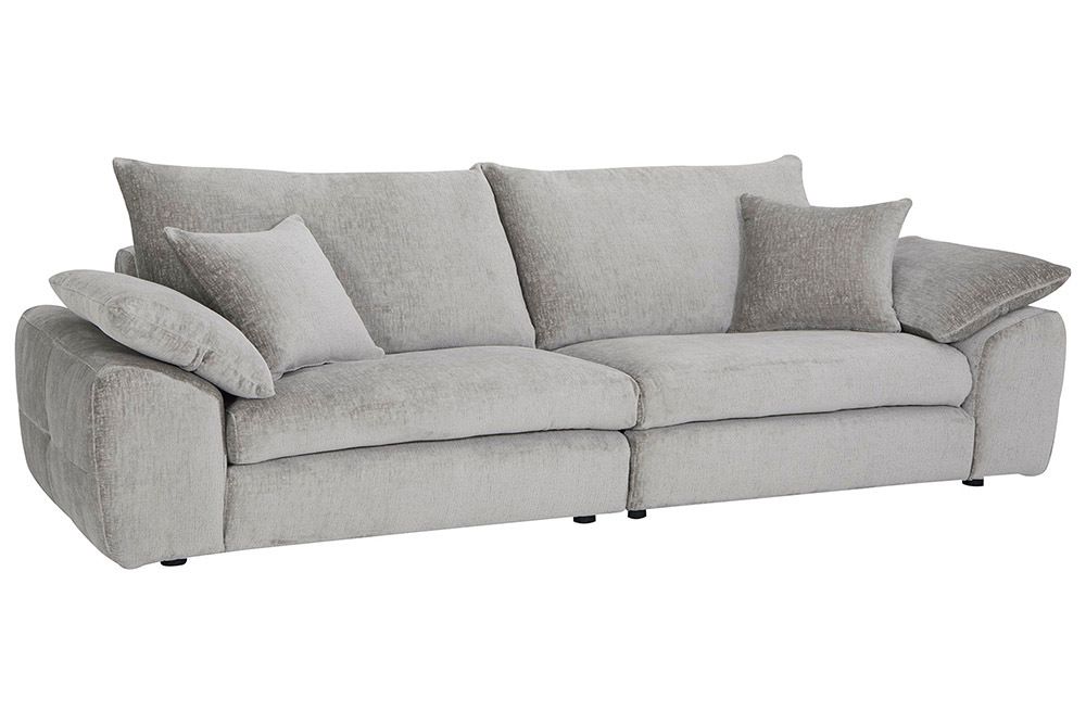 Stilvolles Big Sofa SOHO 260cm grau Chenille 4-Sitzer Couch mit Wellenunterfederung