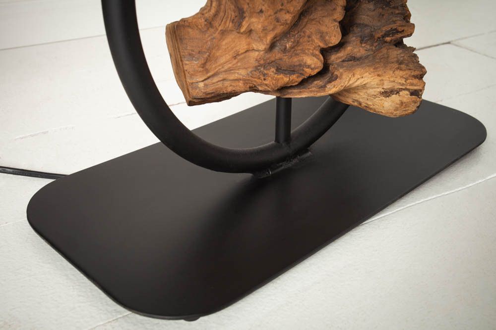Design Stehlampe ELEMENTS 147cm schwarz Baumwollschirm Fuß mit Massivholz