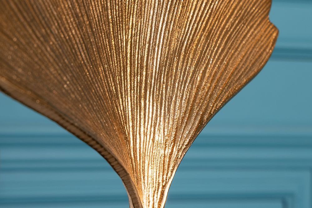 Dekorative Skulptur GINKGO LEAF 44cm gold handmade Metall mit Marmorsockel