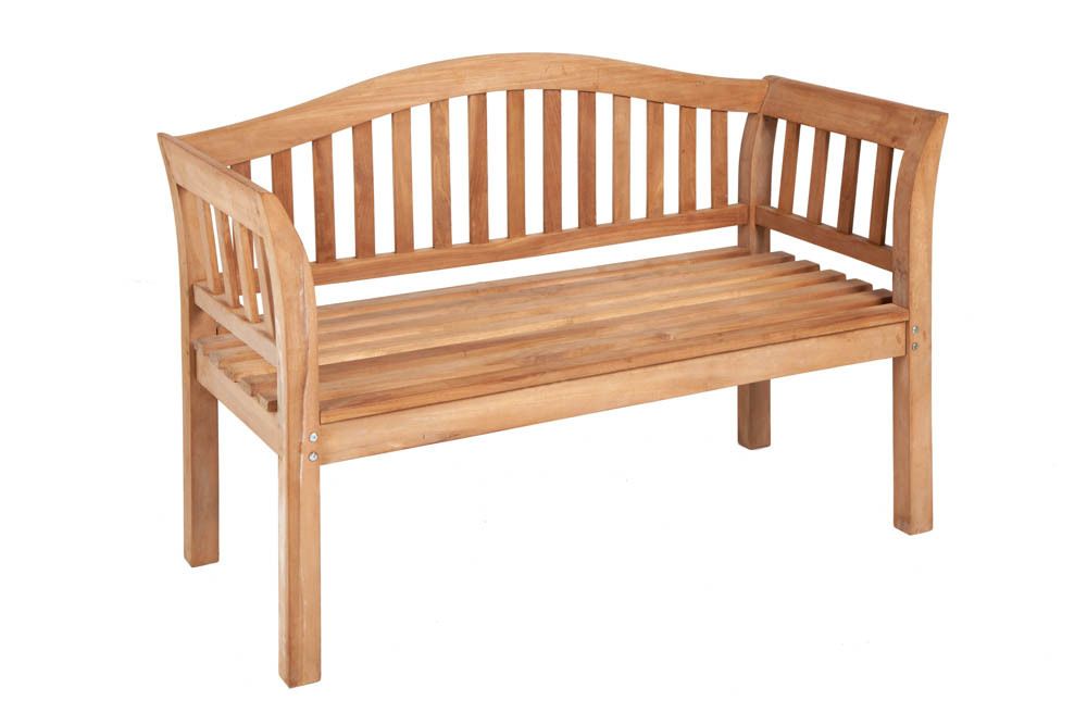 Massive Gartenbank EMPIRE TEAK 130cm natur Teakholz Outdoor-Sitzbank mit Lehne