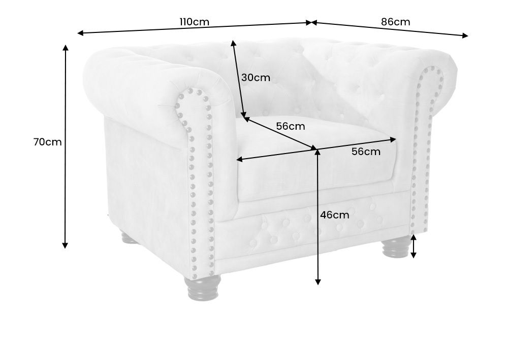 Chesterfield Sessel 110cm vintage braun mit Knopfheftung und Federkern