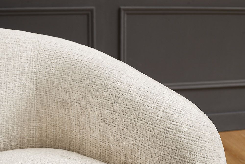 Design Sessel VOGUE 95cm beige Chenille mit Armlehnen und Nosagfederung