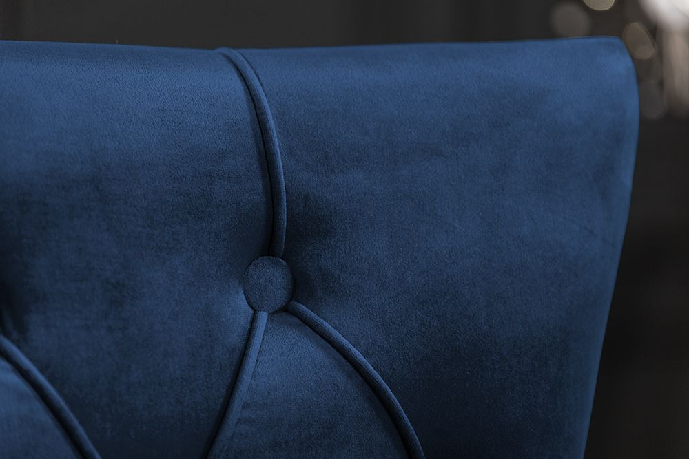 Barock Stuhl CASTLE DELUXE royalblau Samt Löwenkopf Chesterfield Design Esszimmerstuhl Nieten