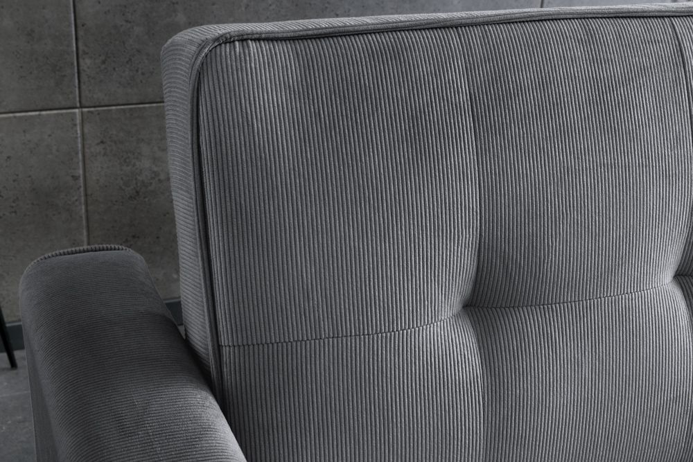 Ausziehbares Schlafsofa SMART 180cm grau Cord 2-Sitzer Couch mit Nosagfederung
