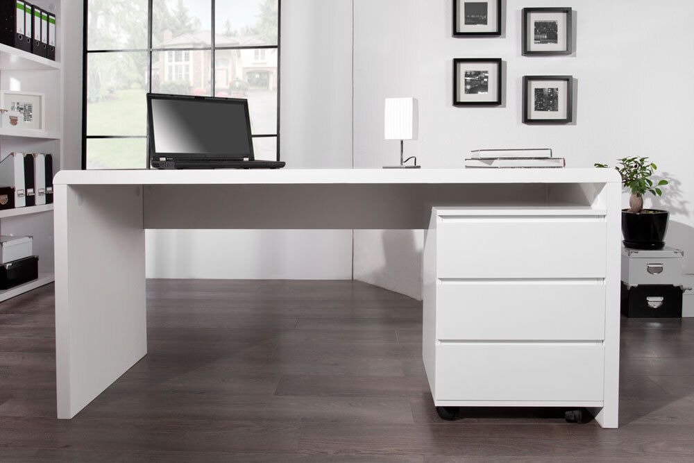 Design Schreibtisch FAST TRADE 160cm weiß Hochglanz Computertisch