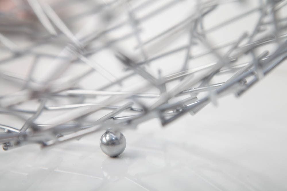 Design Schale STRUCTURE 45cm silber pulverbeschichtetes Metall