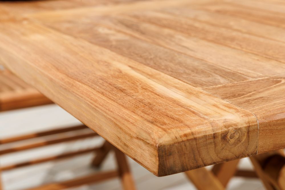 Massiver Esstisch EMPIRE TEAK 100cm natur Teakholz klappbar