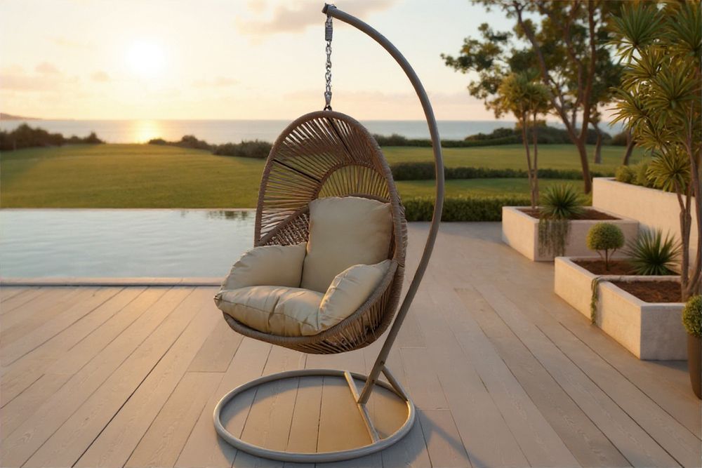 In- und Outdoor Hängesessel AIR ROPE beige greige inkl. Kissen