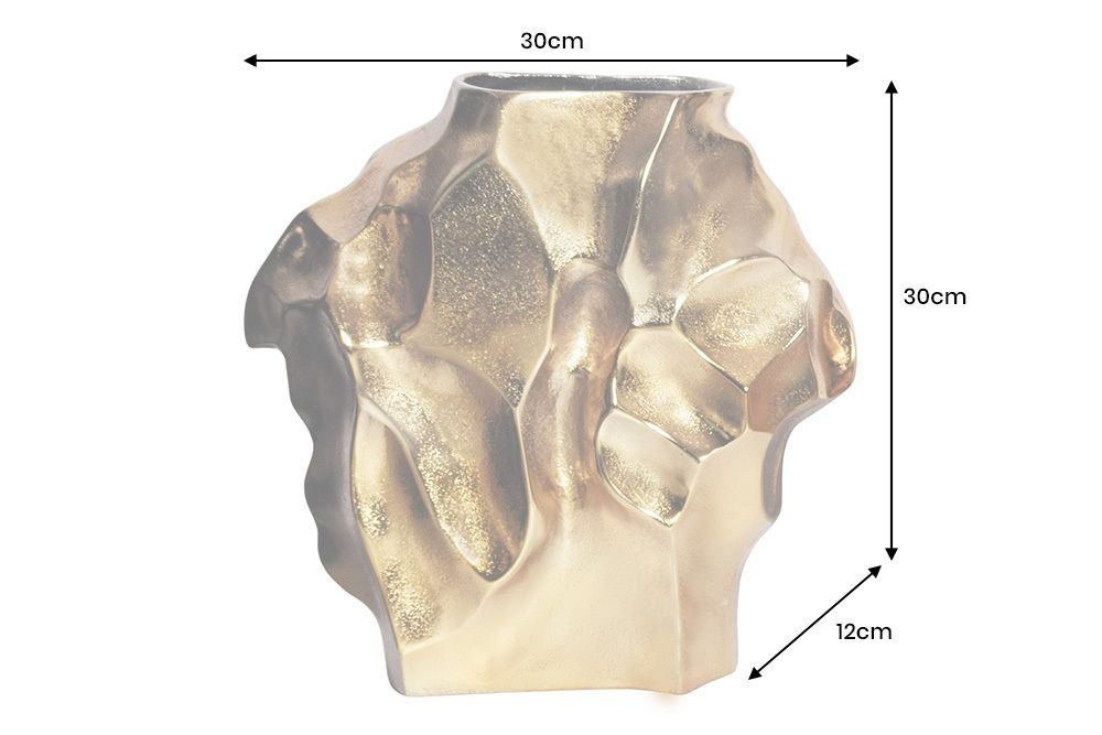 Handgefertigte Vase LIQUID 30cm gold Metall Hammerschlag Design
