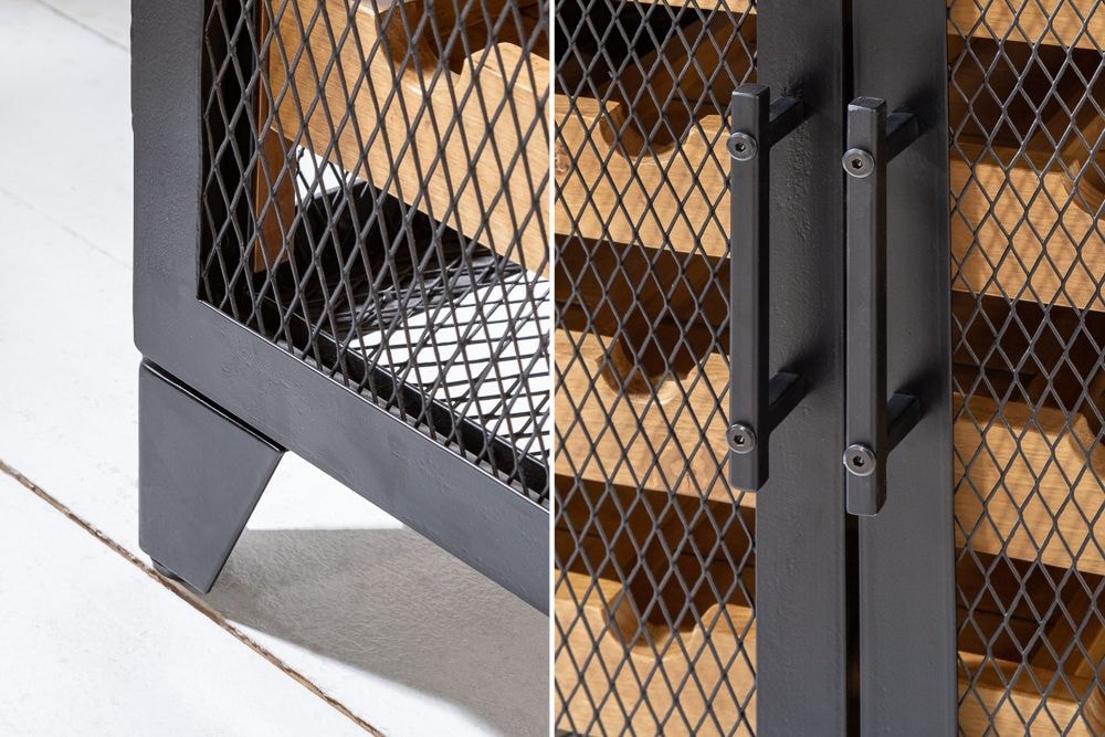 Industrial Weinschrank BODEGA 130cm recyceltes Pinienholz natur Weinregal für 55 Flaschen