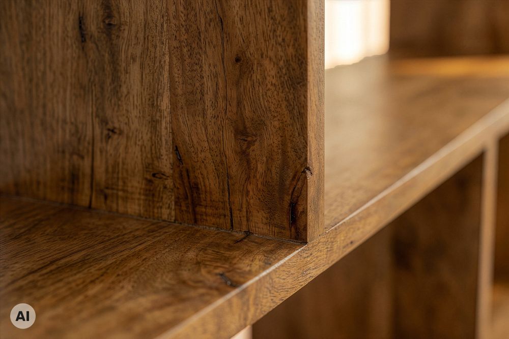 Massives Regal MAKASSAR XL 150cm braun Mangoholz honey finish Bücherregal