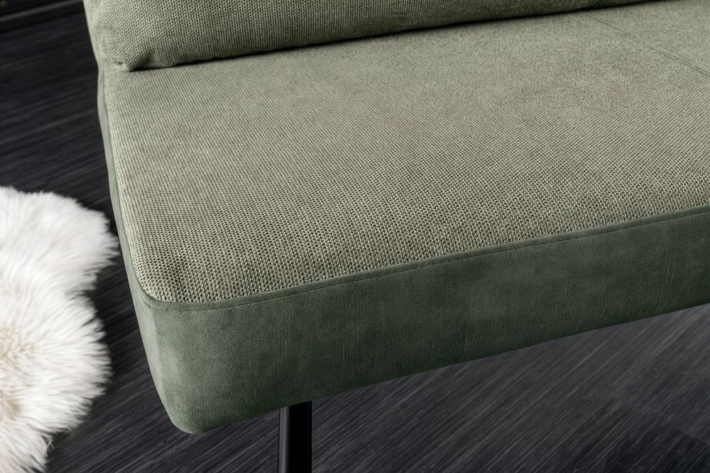 Gepolsterte Sitzbank BIG GEORGE 160cm grün Samt Strukturstoff Taschenfederkern schwarz
