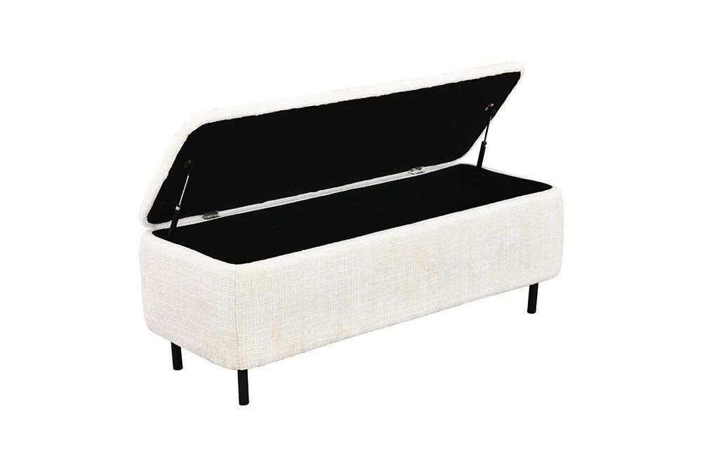 Extravagante Polsterbank EN VOGUE 120cm beige Cremona Chenille Sitzbank mit Stauraum