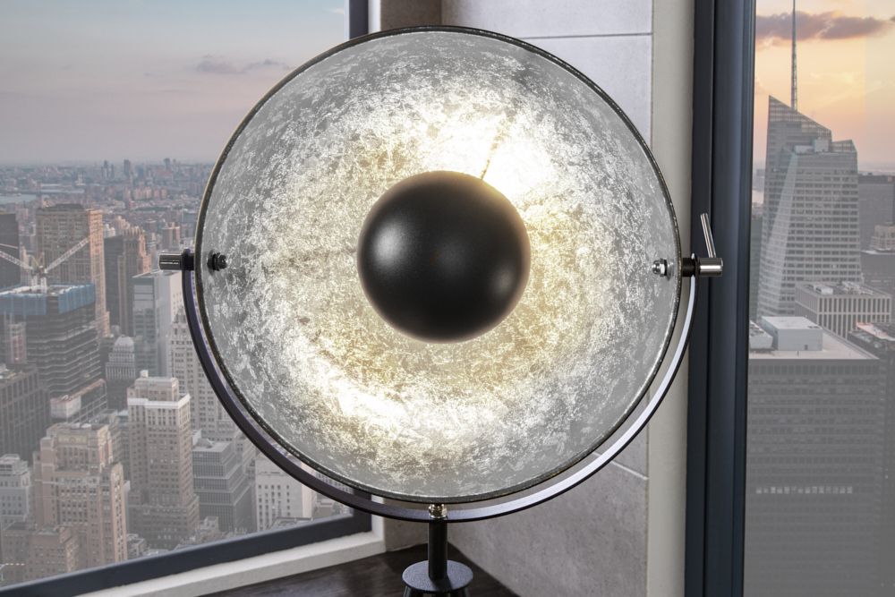 Industrial Stehlampe STUDIO 150cm schwarz Blattsilber-Optik neigbarer Schirm