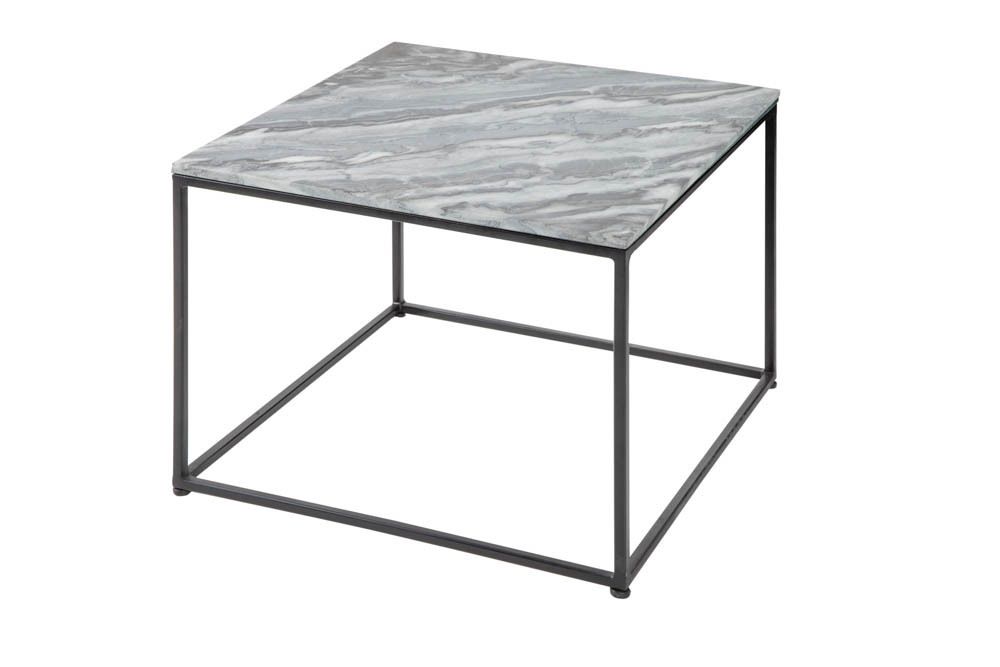 Eleganter Couchtisch ELEMENTS 50cm grau mit polierter Marmor-Platte