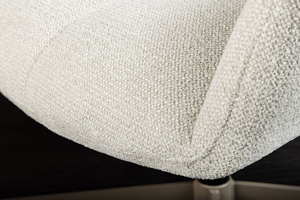 Drehbarer Design Sessel PAPILLON beige Bouclé Tweed soft 360° Metall höhenverstellbar