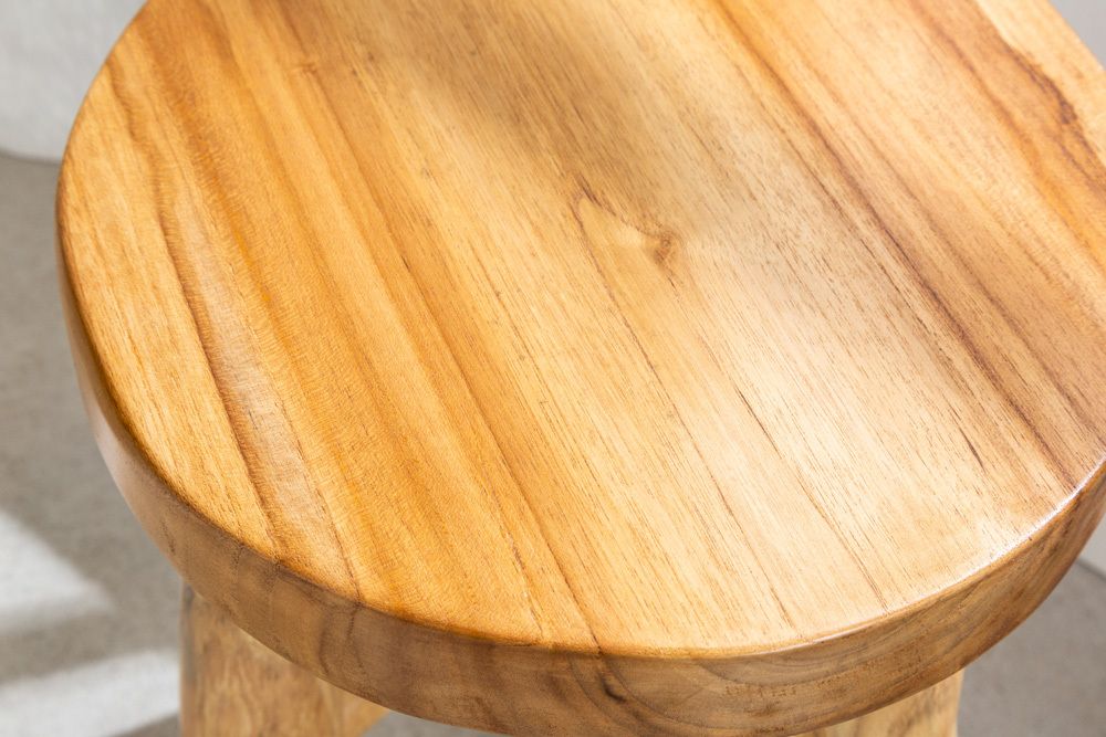 Massivholz Hocker BALI 45cm natur rund Teakholz Beistelltisch Sitzhocker Nachttisch