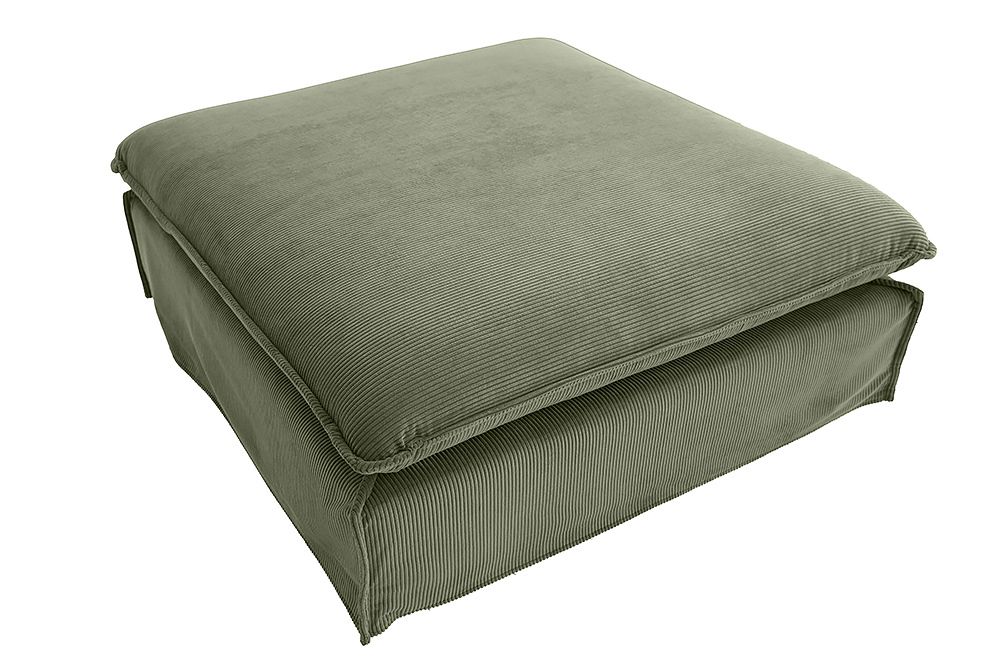 Großer Sitzhocker HEAVEN 100cm grün Cord Sofahocker abnehmbarer Bezug
