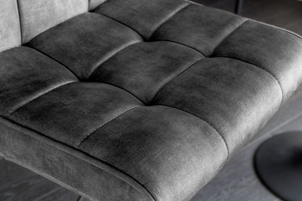 Höhenverstellbarer Barhocker MODENA grau Samt Metall schwarz drehbar