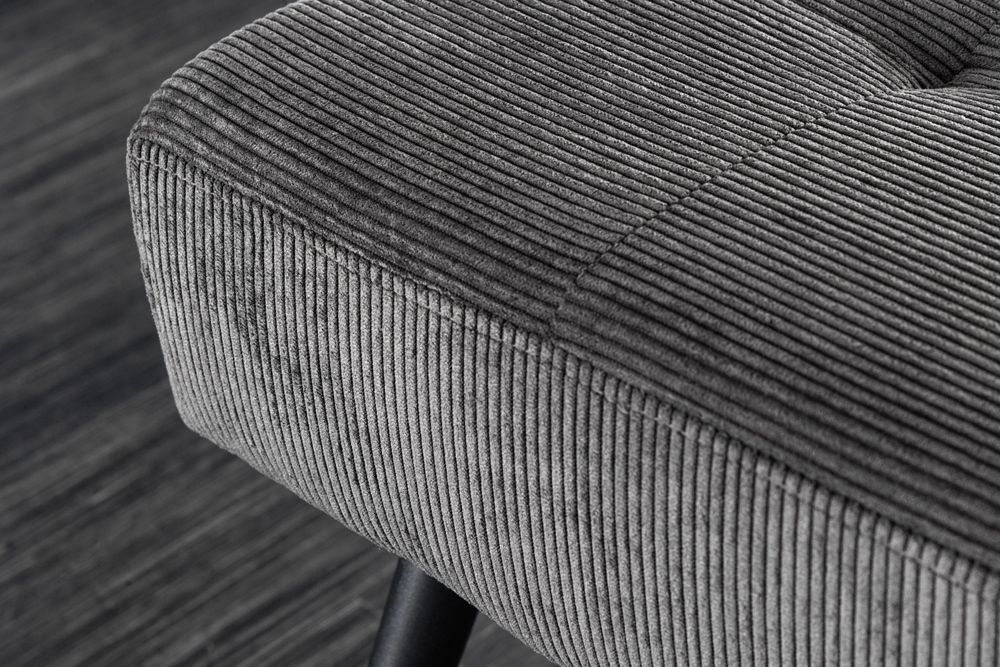Design Sitzbank BOUTIQUE 100cm dunkelgrau Cord schwarze Metallbeine