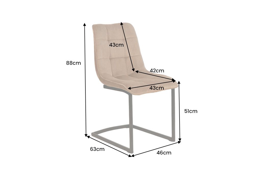 Freischwinger Stuhl MIAMI taupe Cord matt schwarz Metallgestell