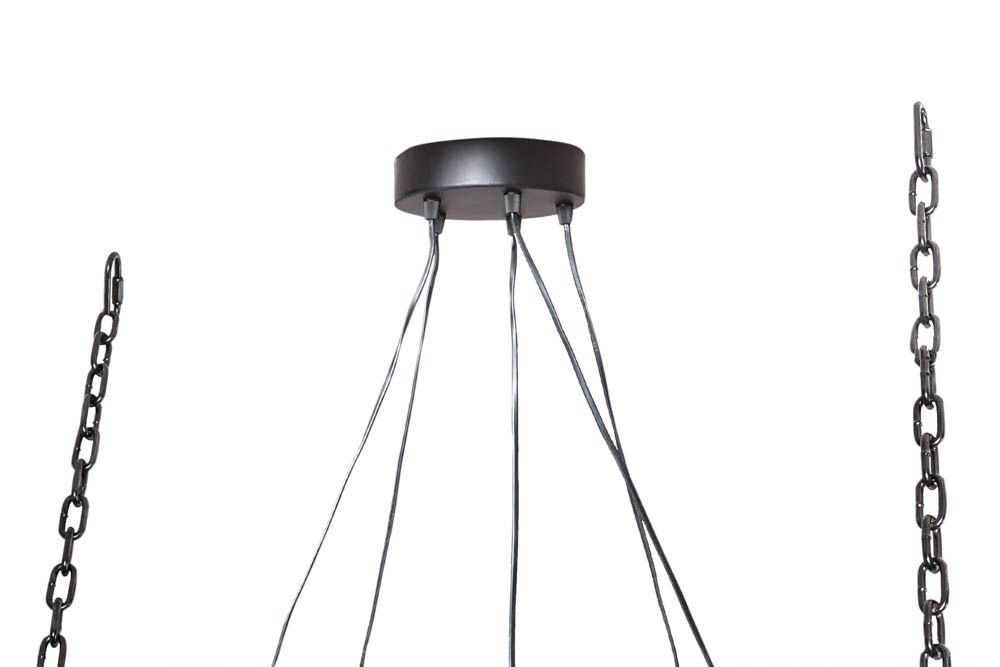 Industrial Hängelampe BARRACUDA 152cm recyceltes Massivholz mit 5 Leuchten