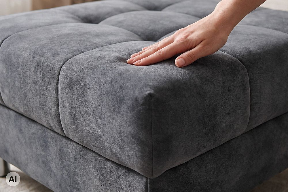 Hocker KENT 100cm grau Samt Taschenfederkern silberne Füße Sitzhocker Fußhocker