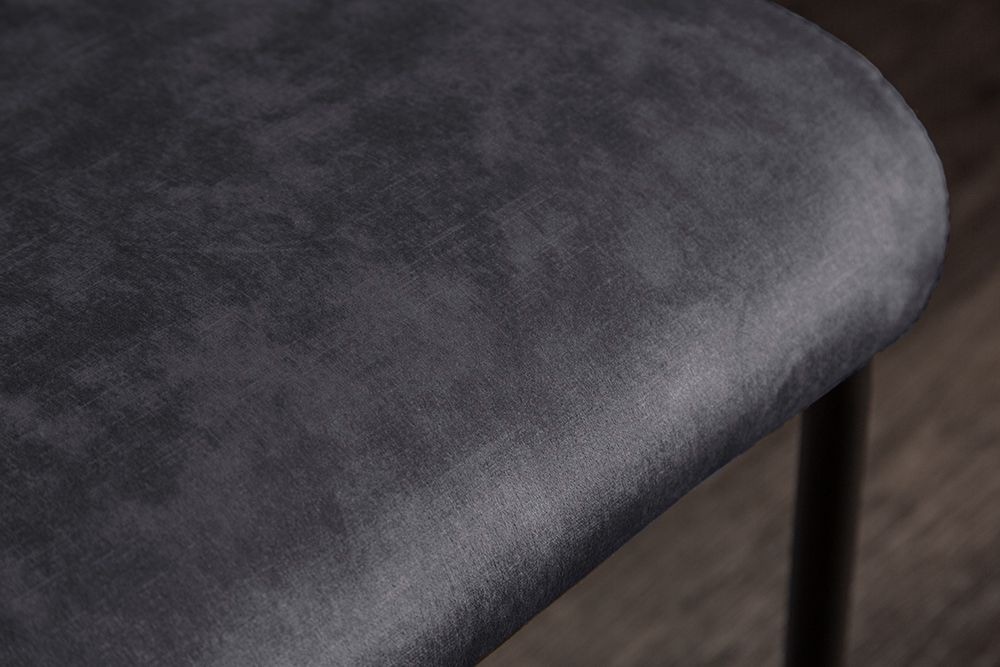 Moderner Freischwinger Stuhl COMFORT grau Samt mit Komfortgriff