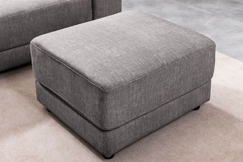 Moderner Hocker LOFT 75cm grau Vogue Velours Samt Nosagfederung Taschenfederkern