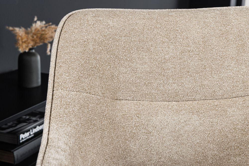 Drehbarer Stuhl VERONA champagner beige Samt Strukturstoff mit Armlehne Metallbeine schwarz