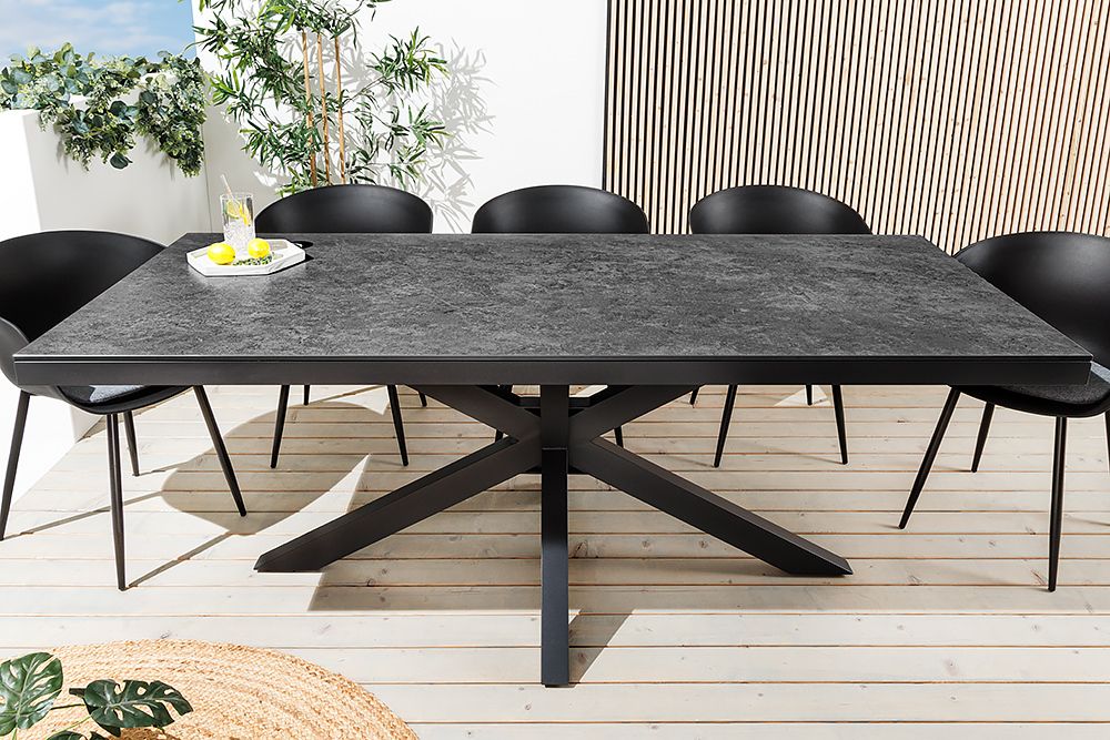 In- und Outdoor Esstisch GALAXIE 200cm anthrazit Keramik Aluminium wetterfest