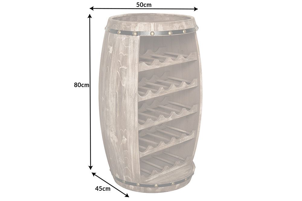 Authentisches Weinregal BODEGA 80cm natur Pinie Weinfass Shabby Chic