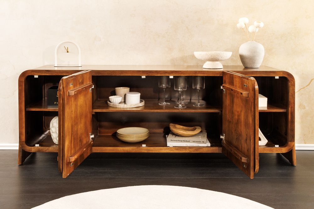 Massives Sideboard BRASIL 175cm braun Mangoholz sechs Fächer
